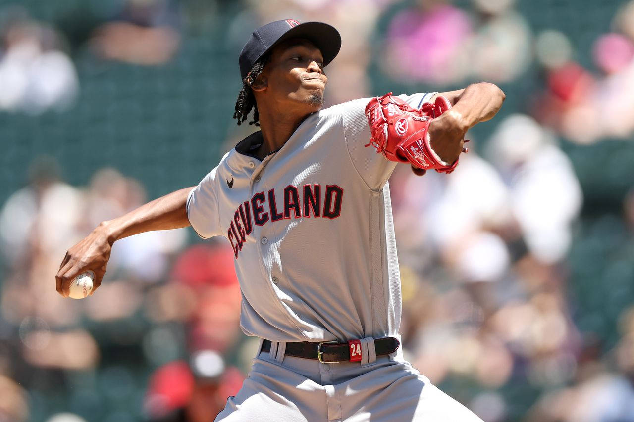 Caption: Cleveland Guardians' Pitcher Triston Mckenzie In Action Wallpaper