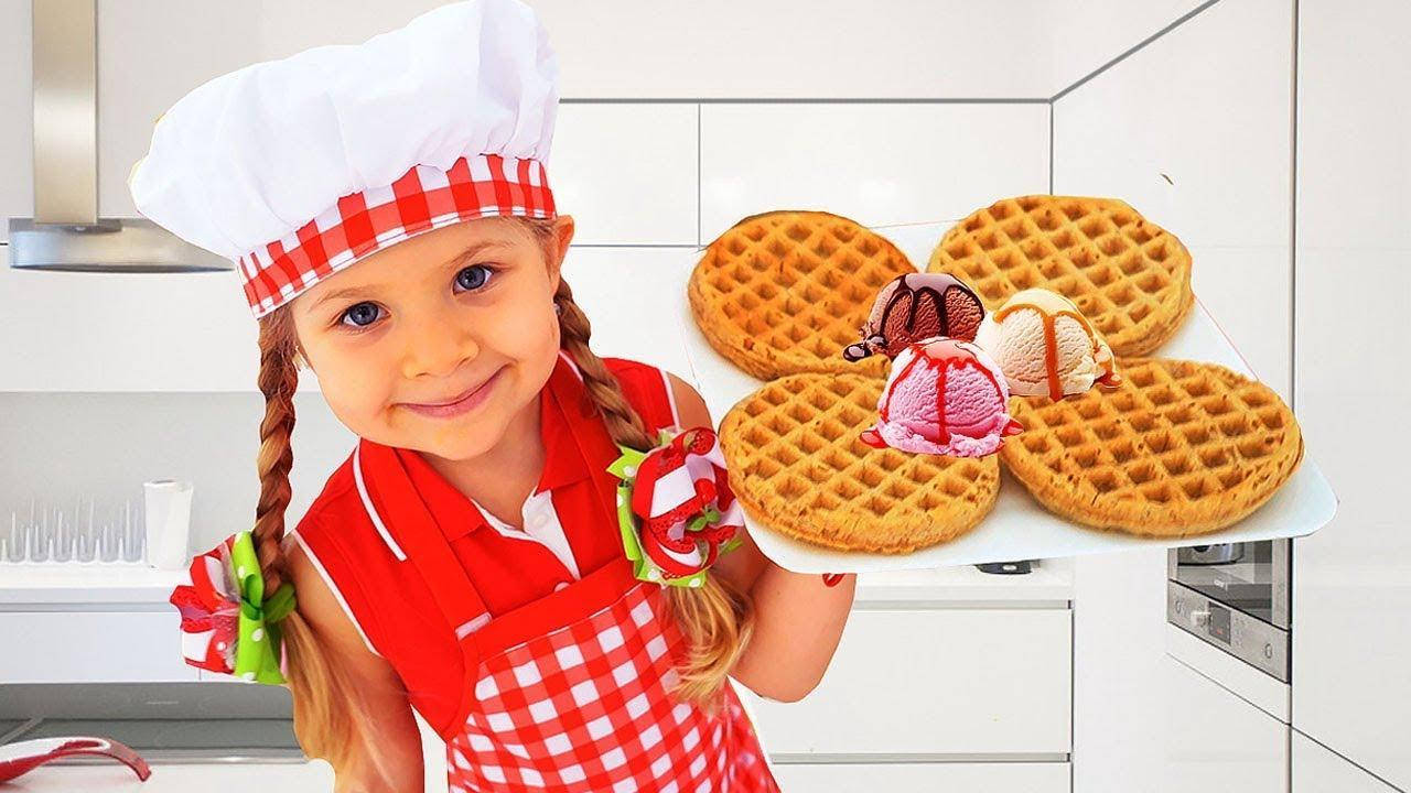 Caption: Enthusiastic Diana Making Pancakes On Kids Diana Show. Wallpaper