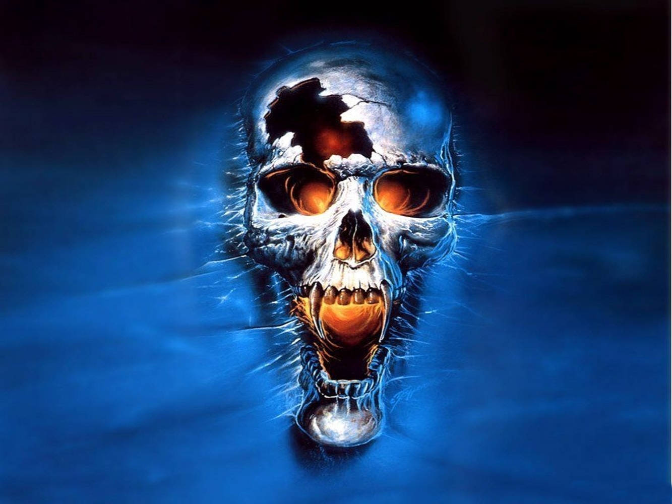 Caption: Frighteningly Fascinating - 3d Ghost Broken Skull Wallpaper