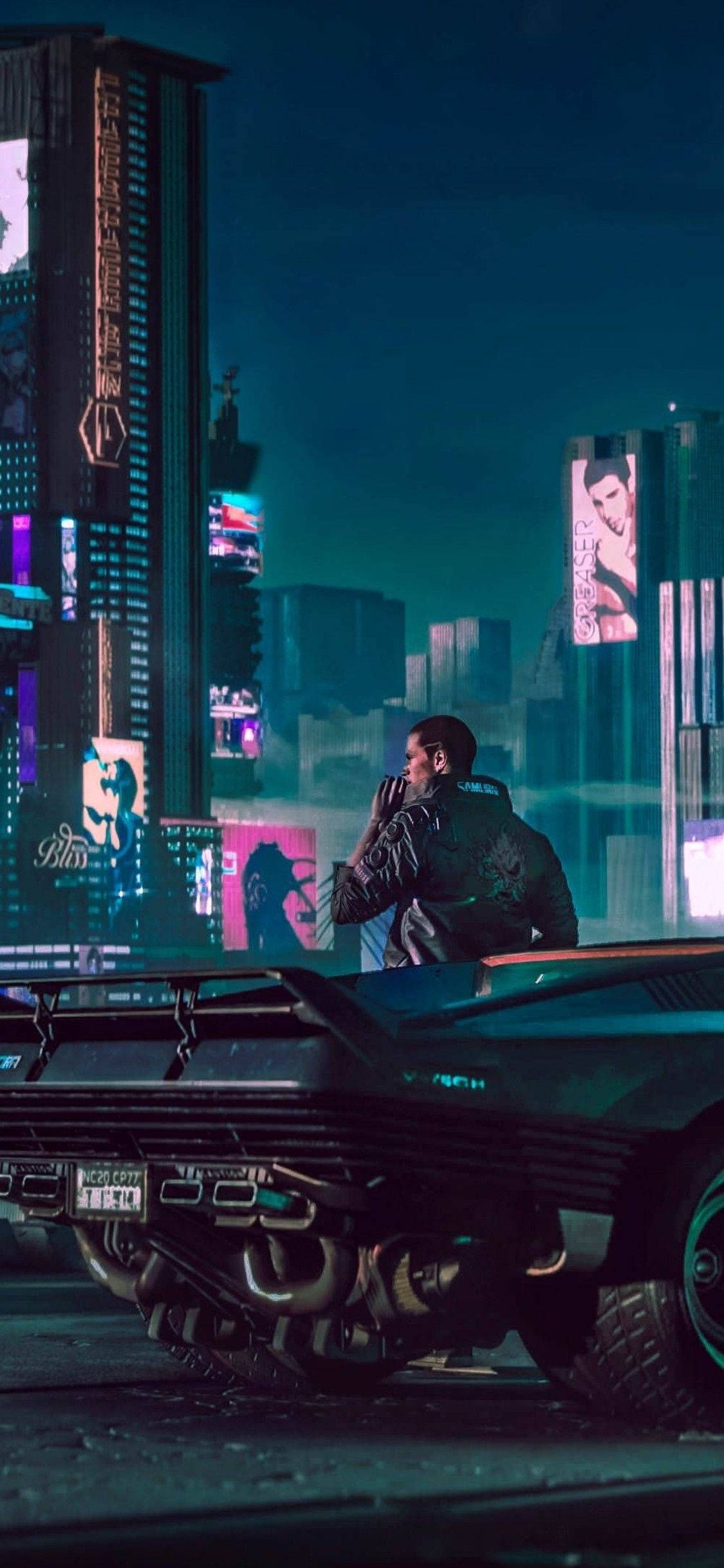 Caption: Futuristic Cyberpunk Car On The Streets Of Neon City Wallpaper