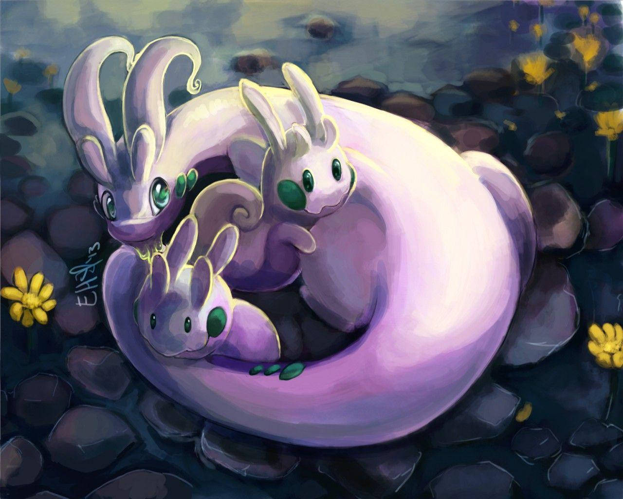 Caption: Mesmerizing Display Of Goodra In Its Full Glory Wallpaper