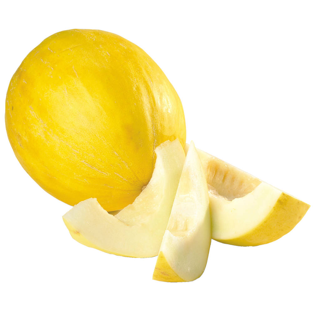 Caption: Ripe Canary Melon Slice On A Wooden Table Wallpaper