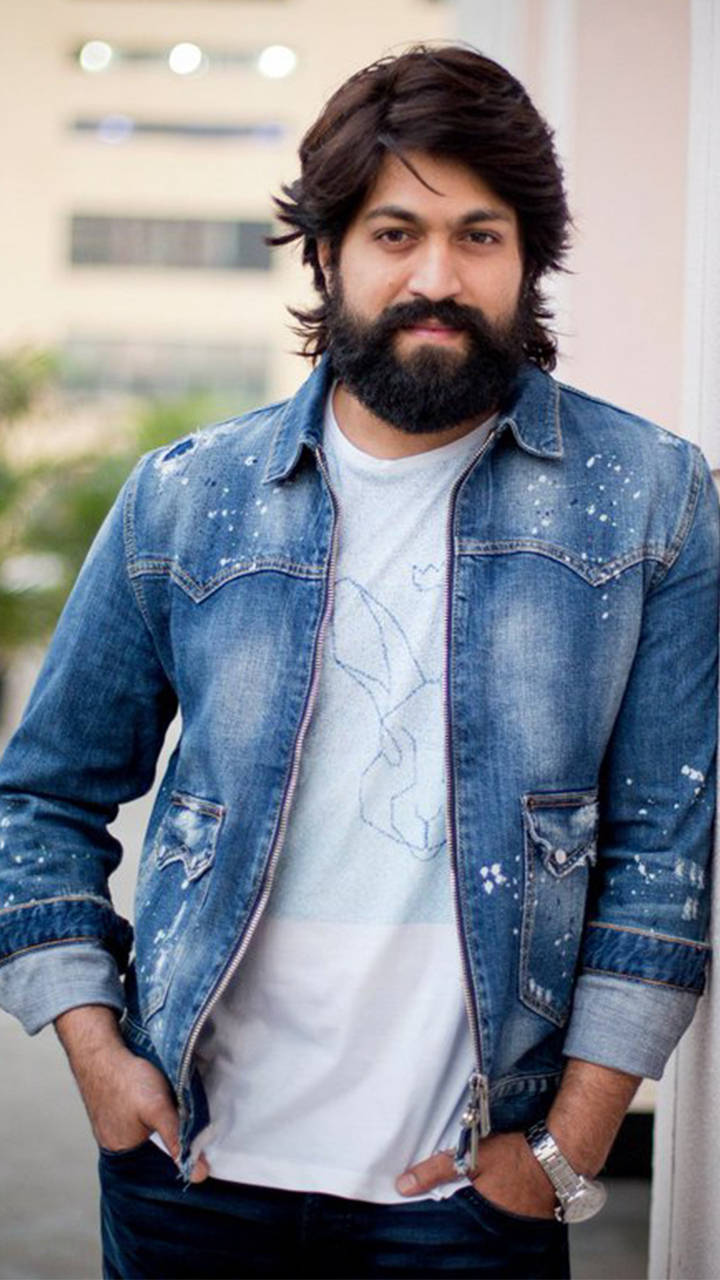 Caption: Rocking Star Yash In Casual Denim Style Wallpaper