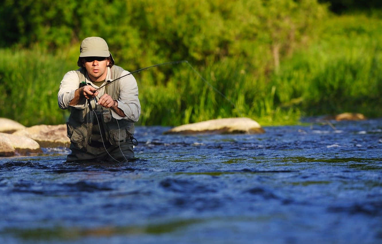 Caption: Unveiling The Art Of Fly Fishing Wallpaper