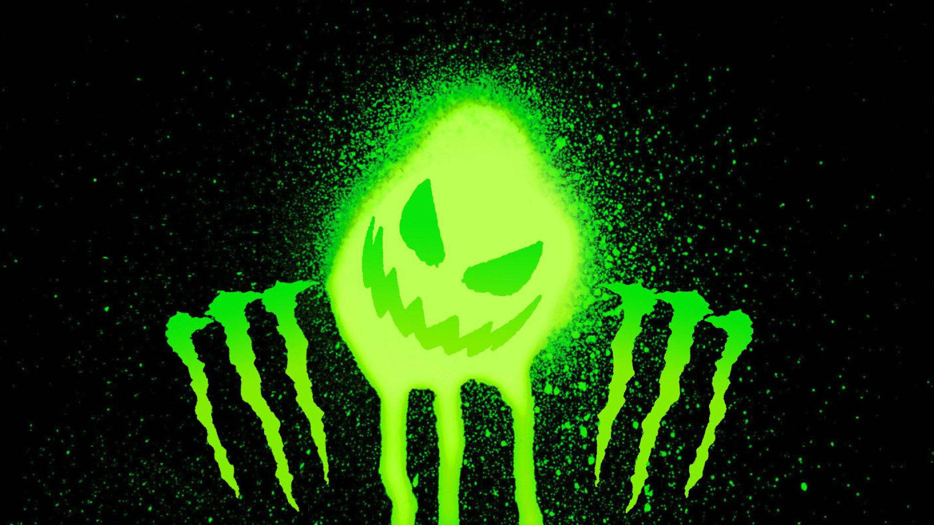 Caption: Vibrant Green Monster Logo Wallpaper