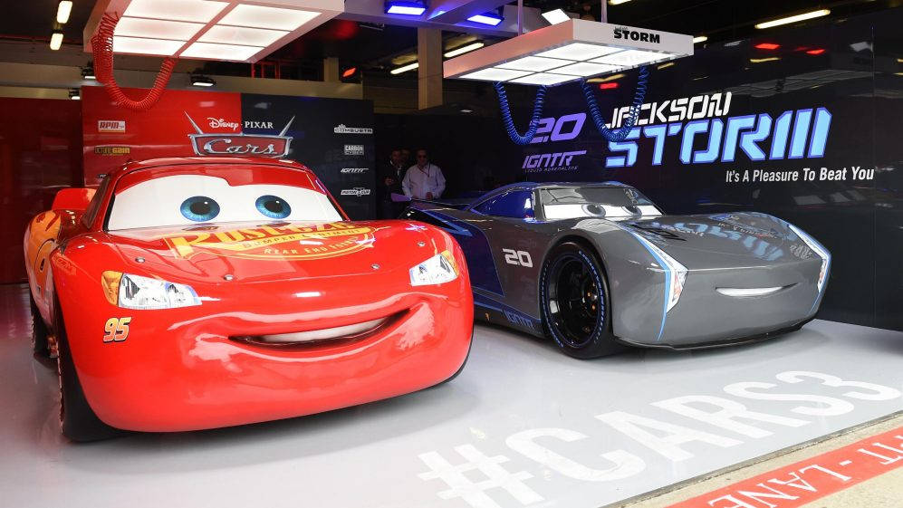 Cars 3 Lightning And Jackson Display Wallpaper