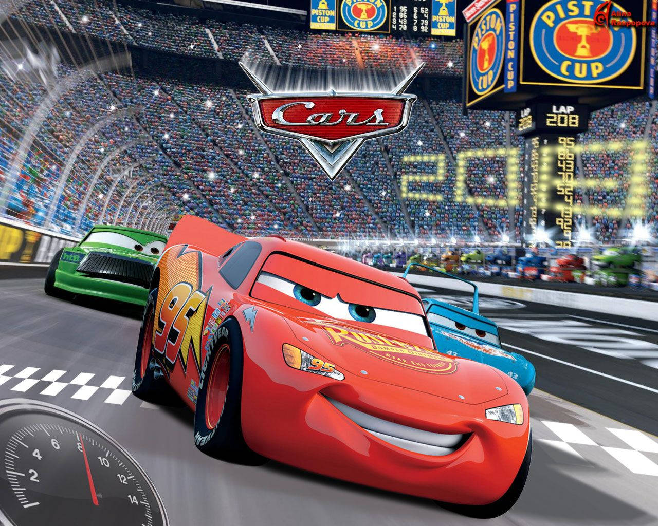 Cars Lightning Mcqueen In A Race Wallpaper