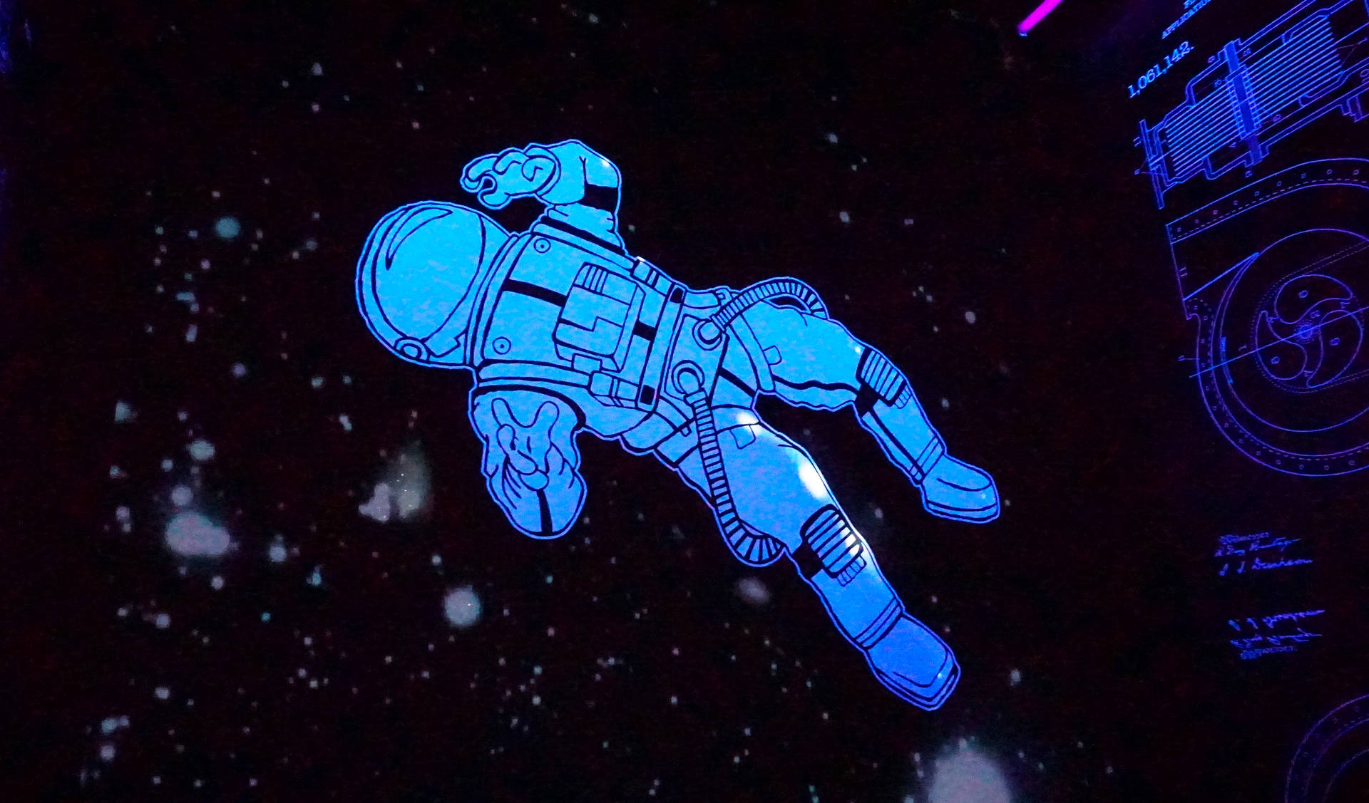 Cartoon Art Of Astronaut In Space Wallpaper