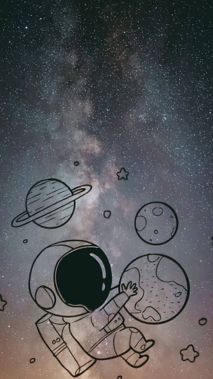 Cartoon Astronaut Drawing Wallpaper