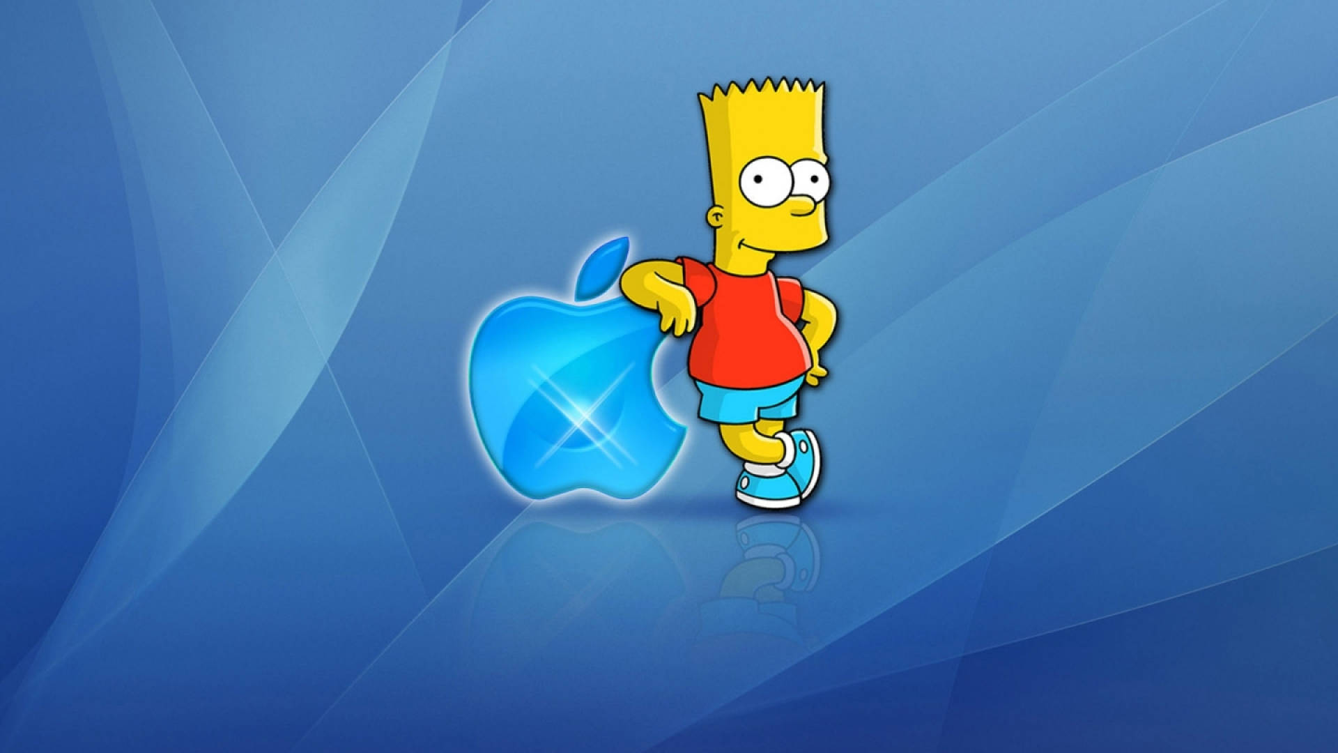 Cartoon Bart Simpson Apple Background Wallpaper