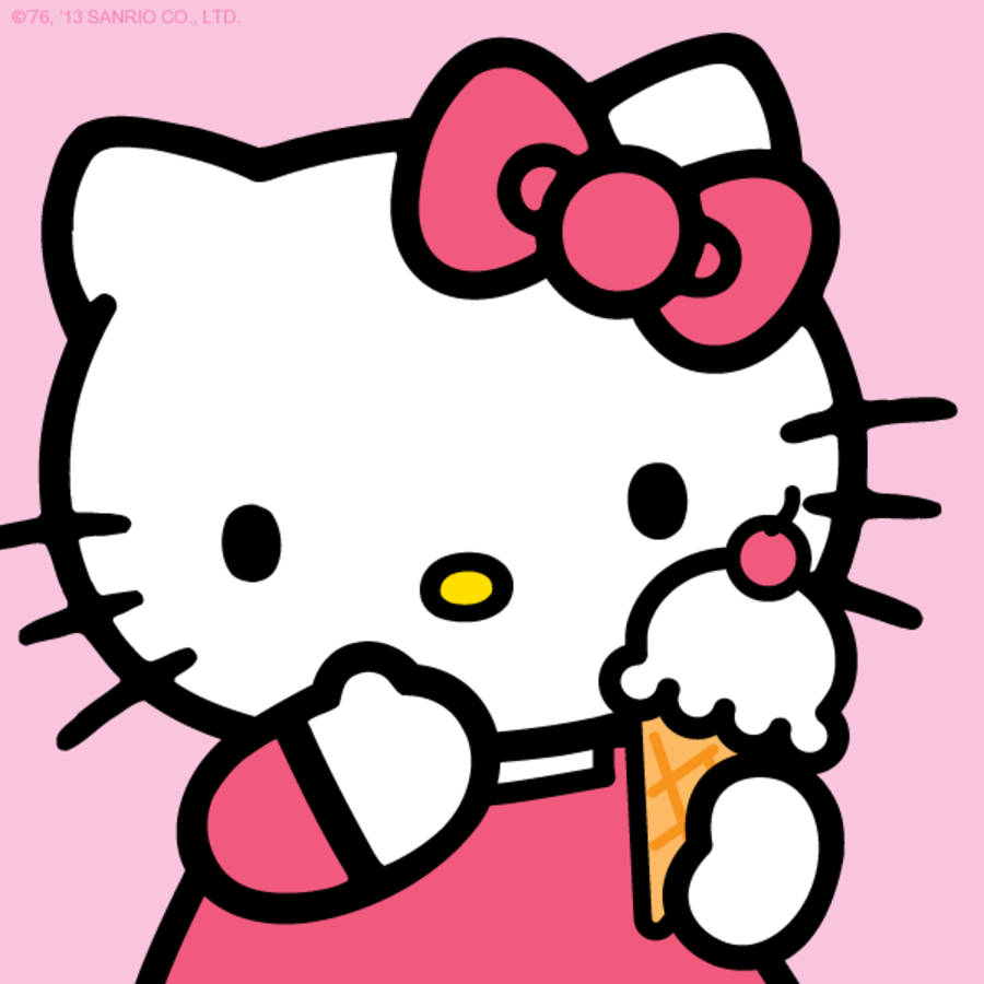 Cartoon Hello Kitty Pfp Ice Cream Wallpaper