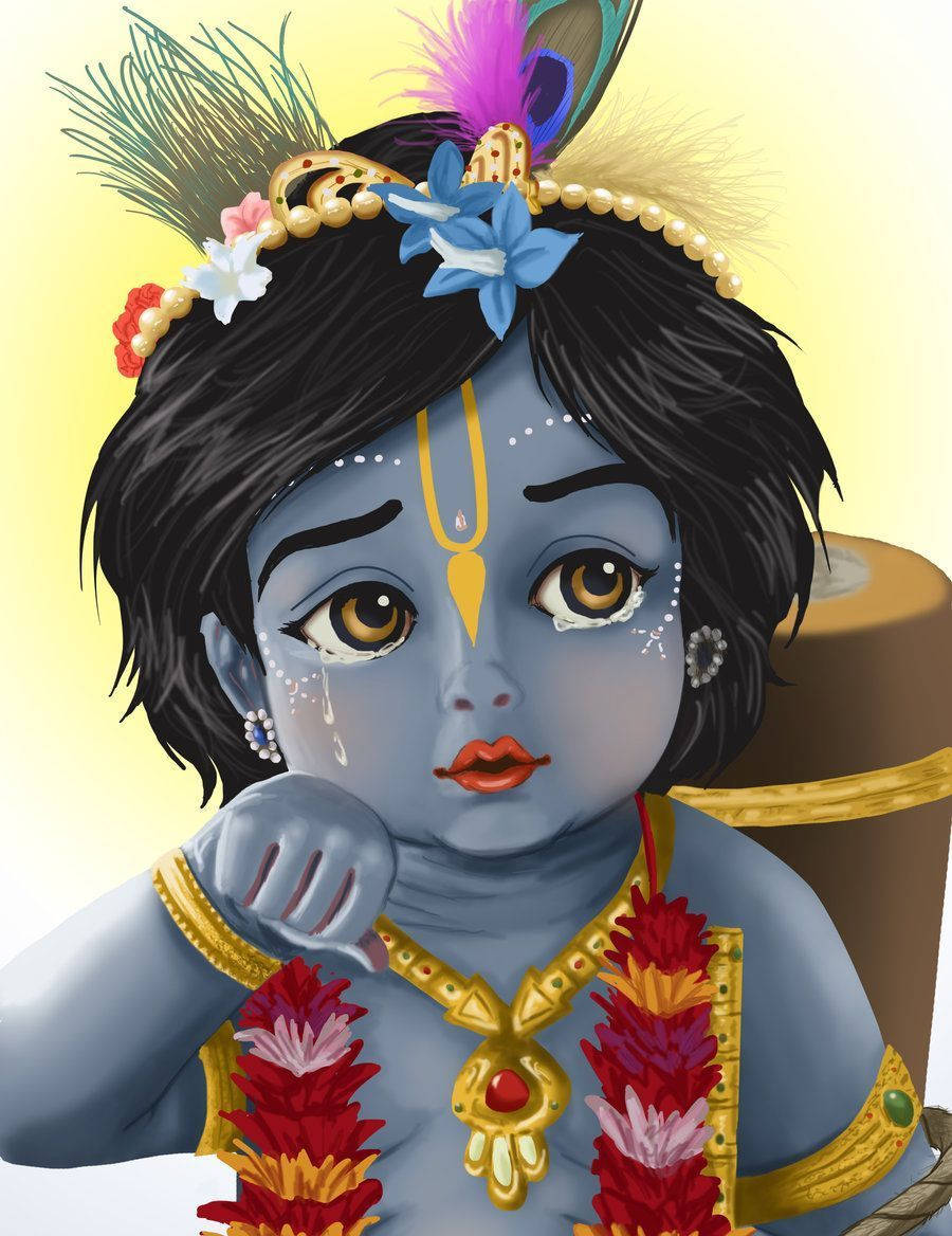 Cartoon Krishna Artwork Wallpaper