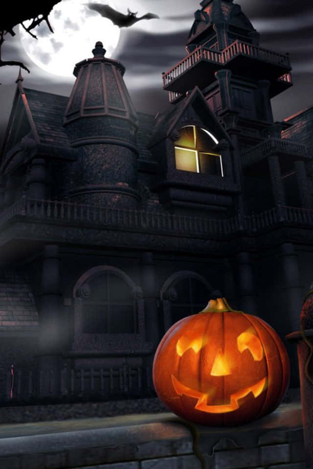 Carved Pumpkin Dark Castle Wallpaper