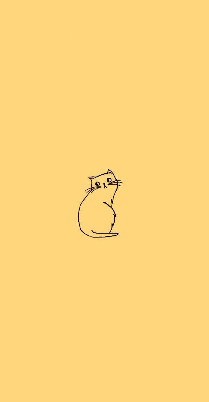 Cat Cute Yellow Aesthetic Wallpaper