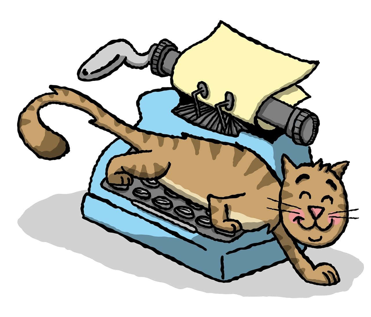 Cat On Typewriter Illustration Wallpaper