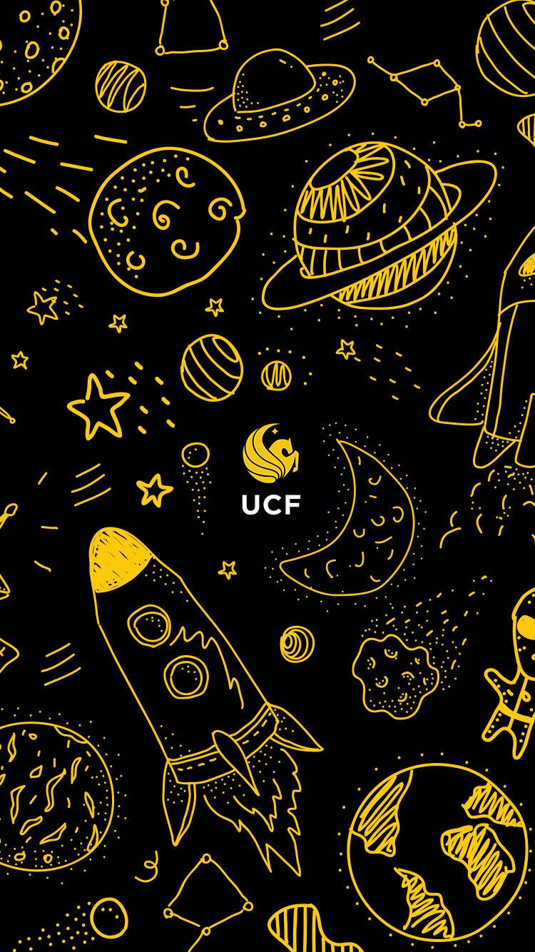 Catchy Universe Yellow Doodle Mobile Wallpaper