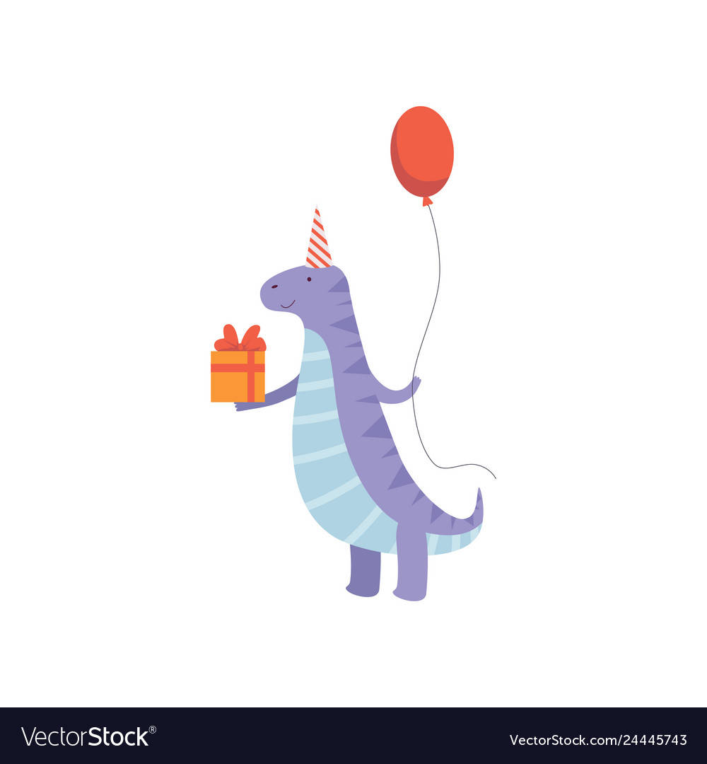 Celebrating Style: Aesthetic Dino With Gifts And Balloons Wallpaper