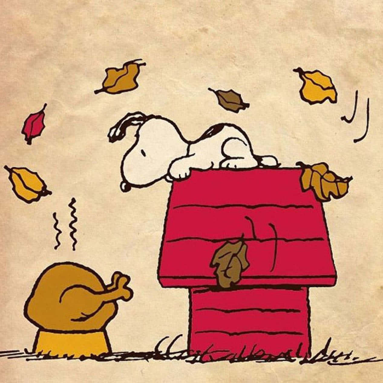 Celebrating Thanksgiving With Snoopy And Woodstock Wallpaper