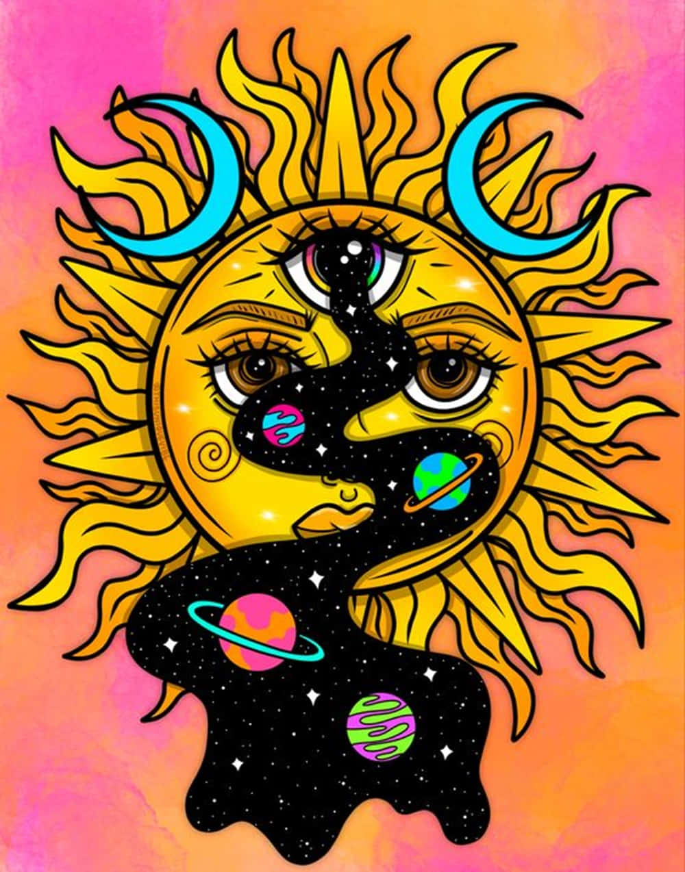 Celestial Harmony - Sun And Moon Aesthetic Wallpaper