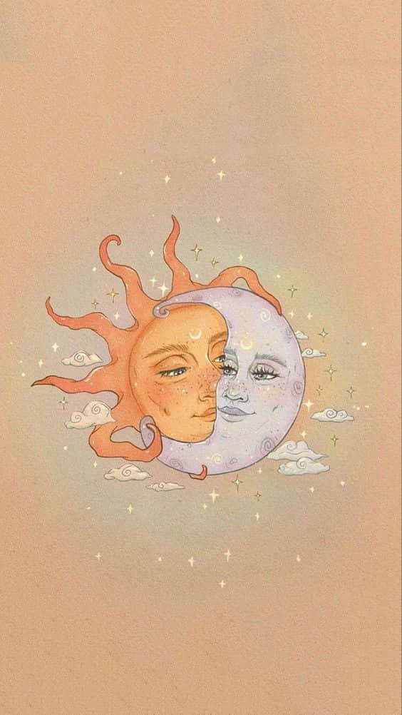 Celestial Harmony - Sun And Moon Aesthetic Wallpaper