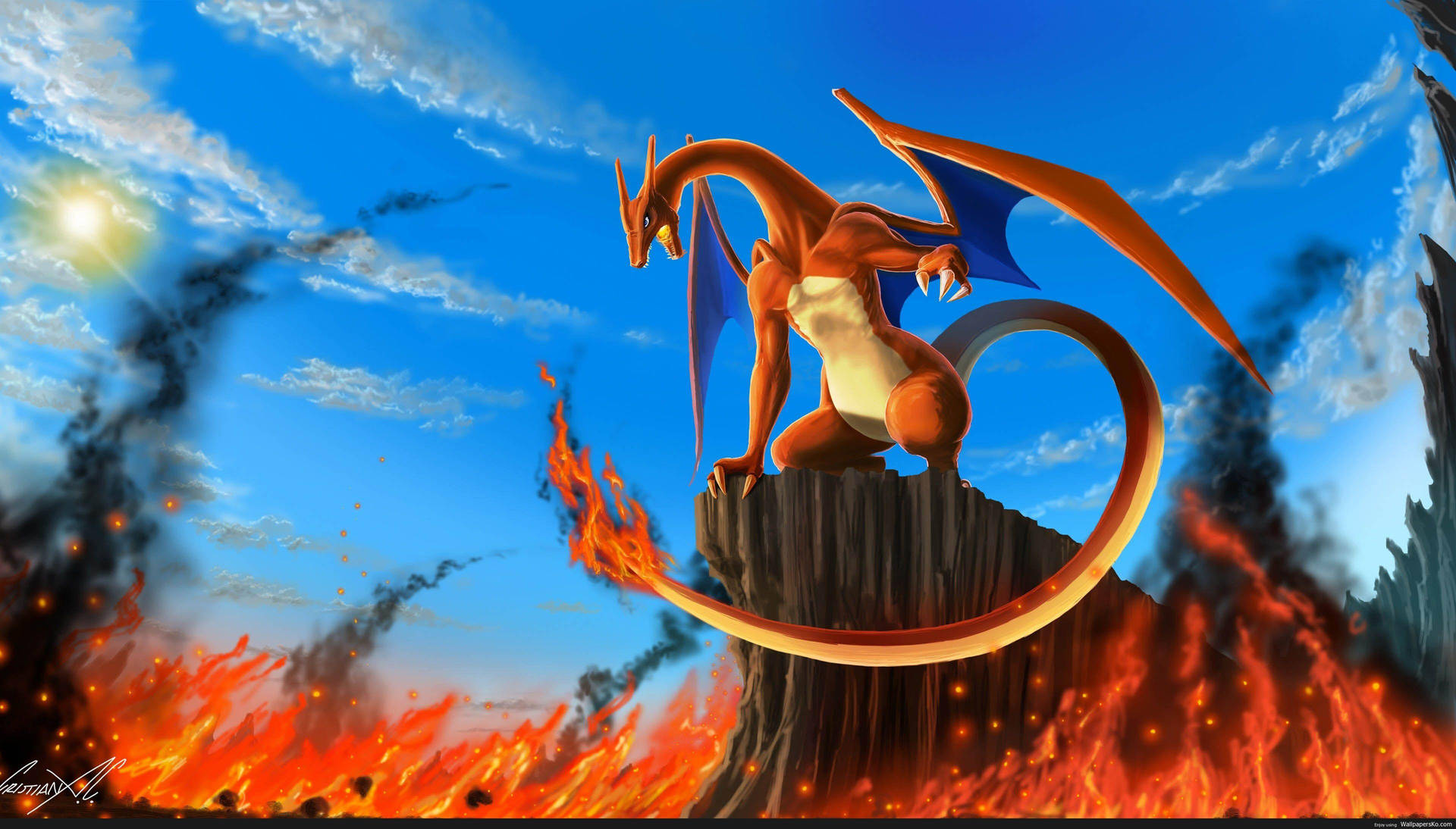 Charizard On Fire Pokémon 4k Wallpaper