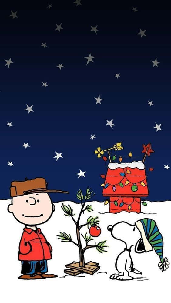 Charlie Brown And Snoopy Christmas Plant Wallpaper