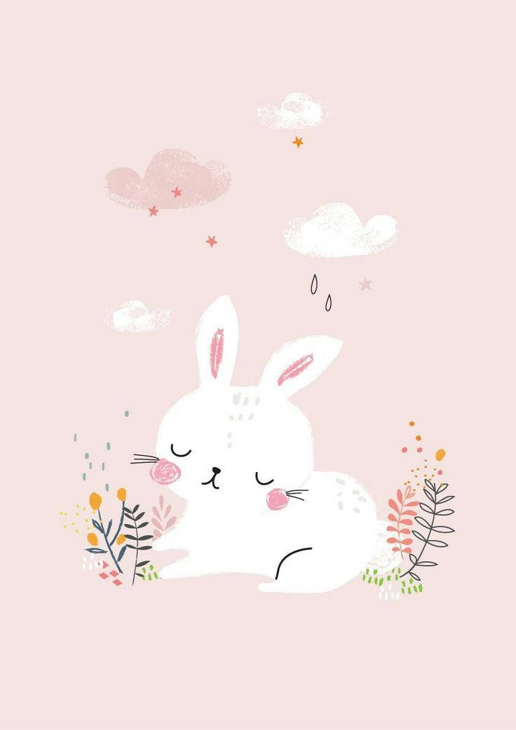 Charming White Rabbit Wallpaper