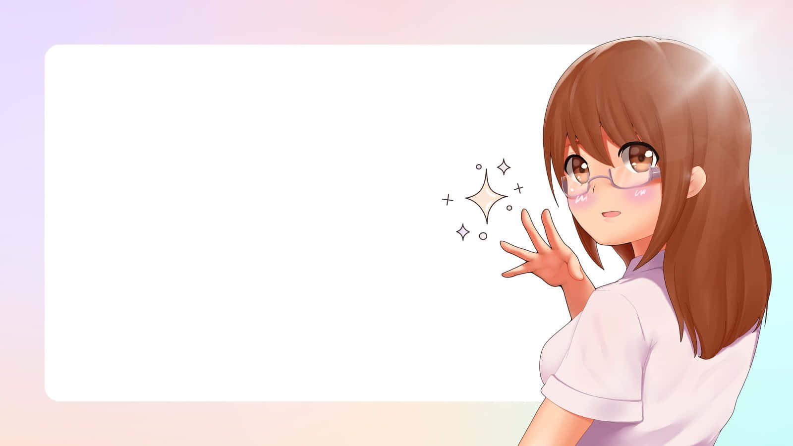 Charmingly Animated Anime Girl On Pc Background Wallpaper