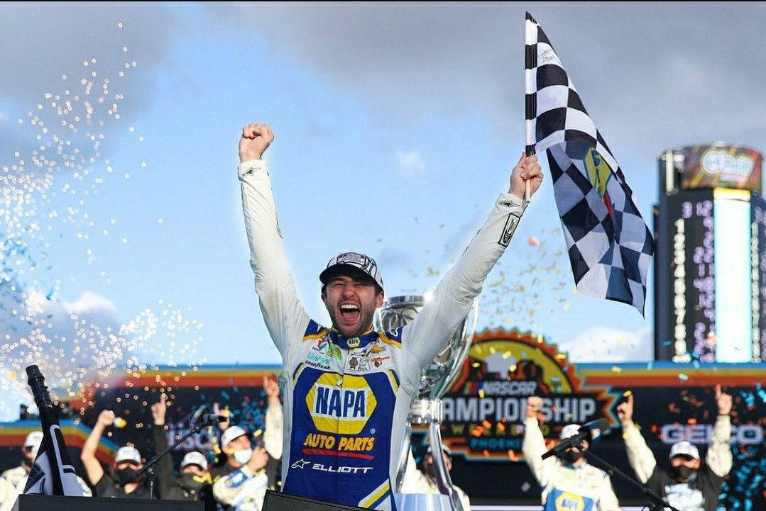 Chase Elliot Winning Nascar Championship Wallpaper