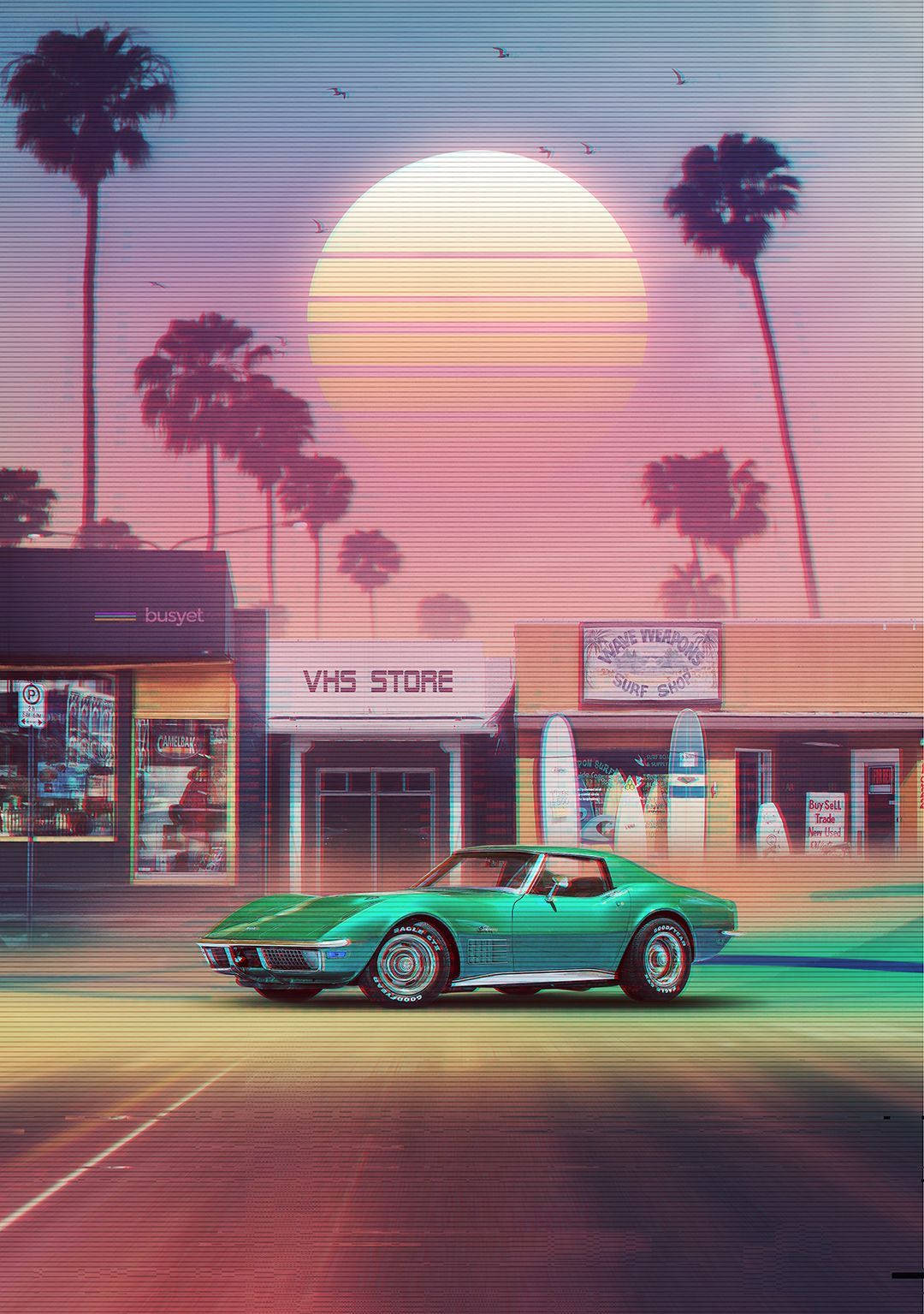 Chevrolet Corvette Vintage 90's Aesthetic Wallpaper