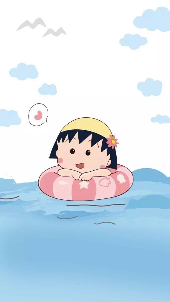 Chibi Maruko Chan In The Beach Wallpaper