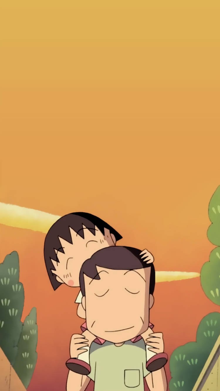 Chibi Maruko Chan With Father Wallpaper