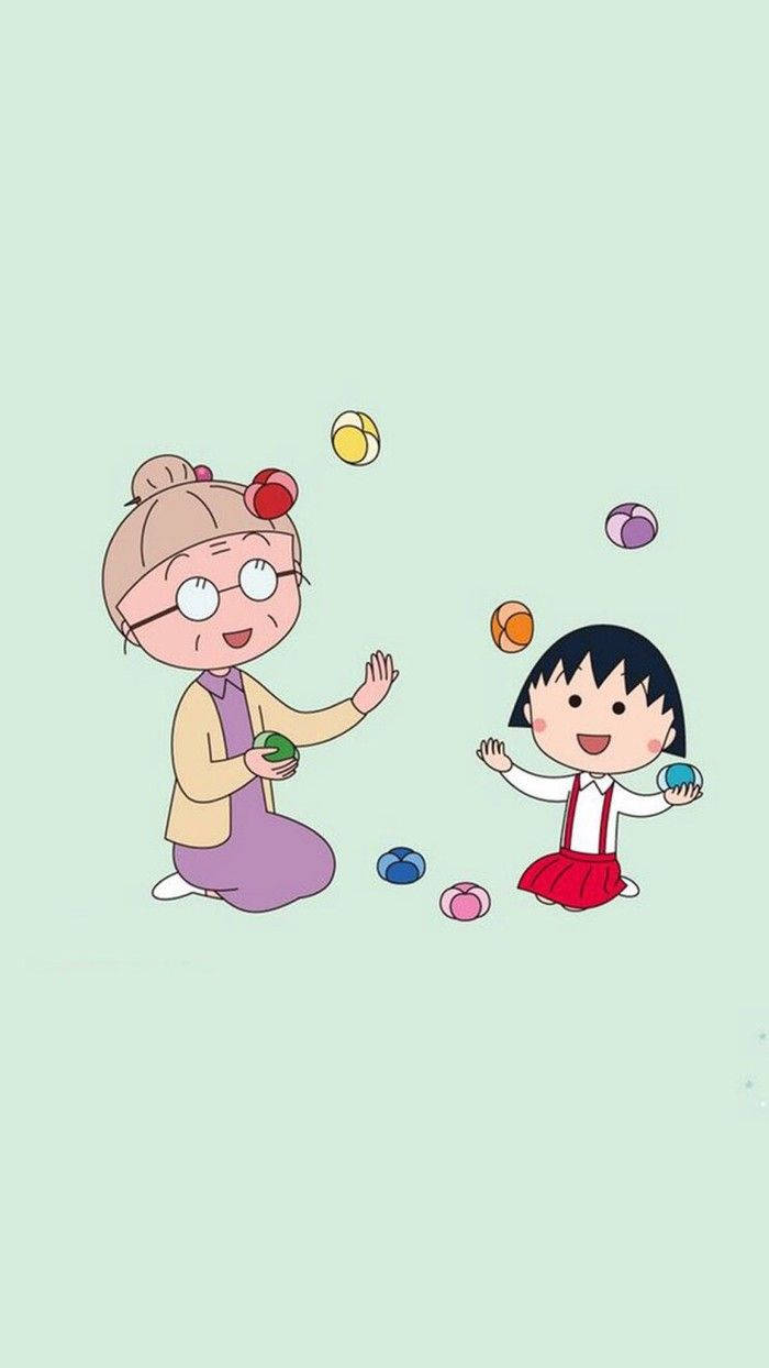 Chibi Maruko Chan With Grandma Wallpaper