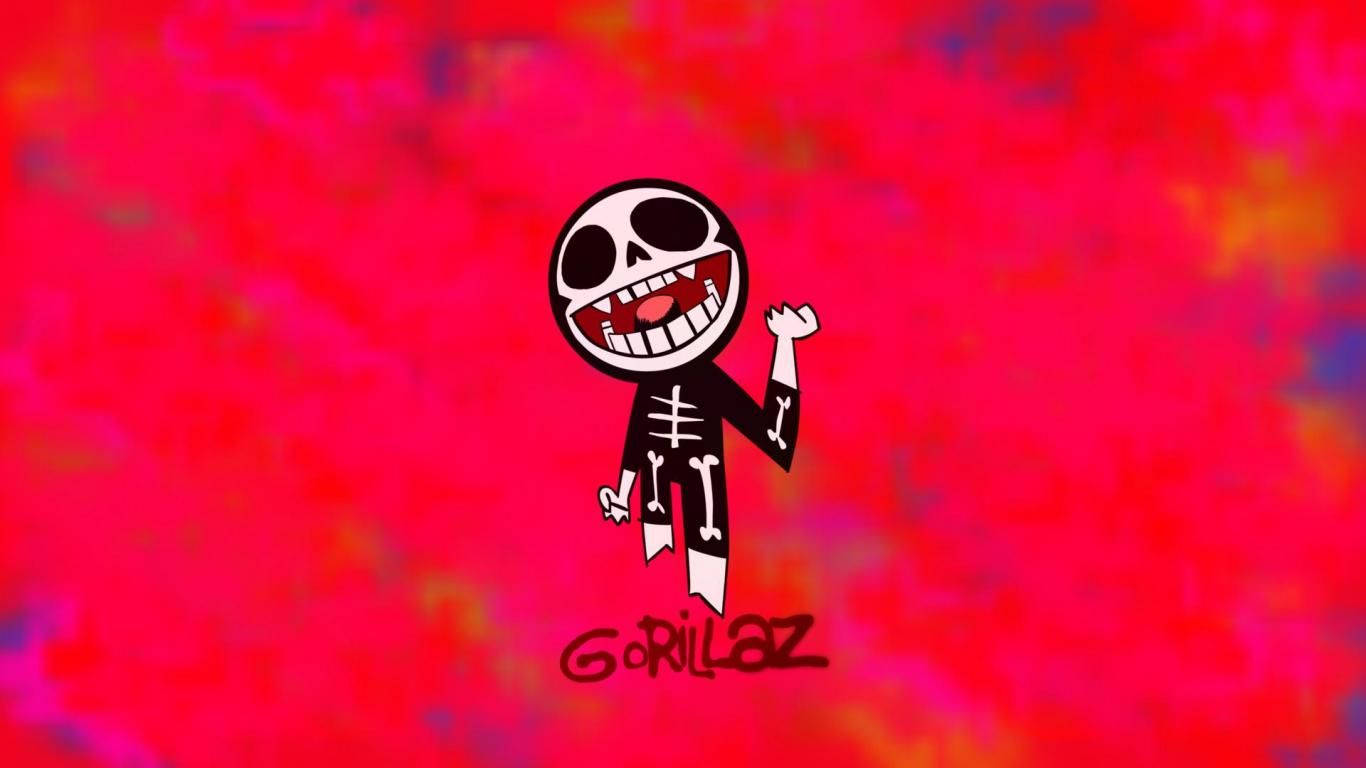 Chibi Skeleton Gorillaz Red Wallpaper