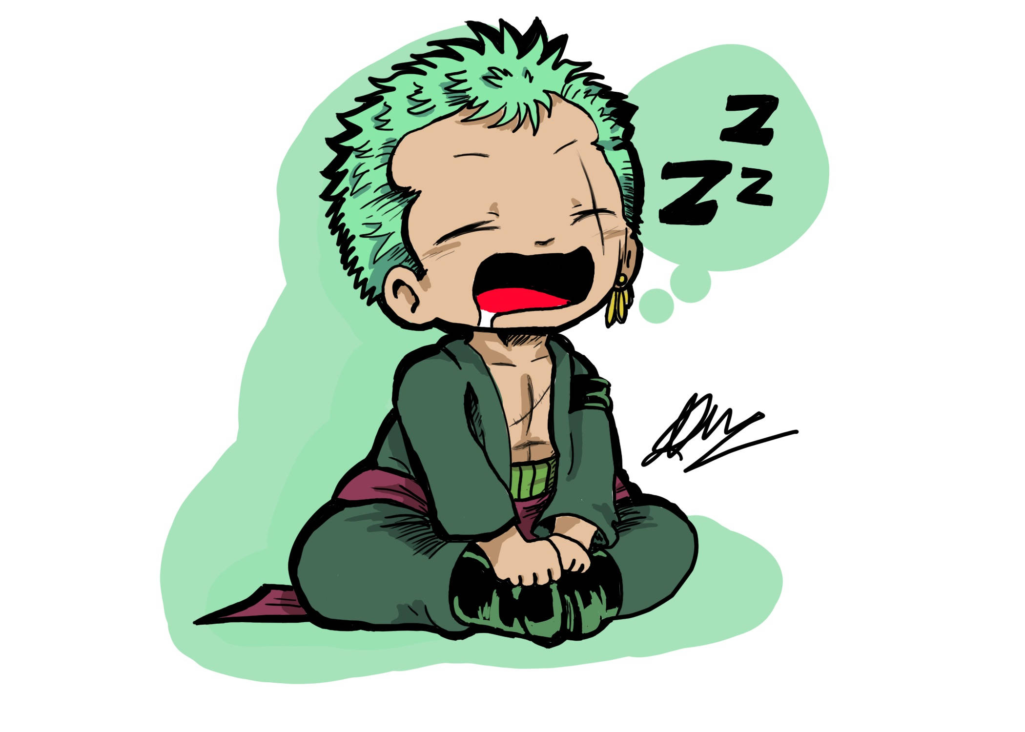 Chibi Sleepy Roronoa Zoro Pfp Wallpaper