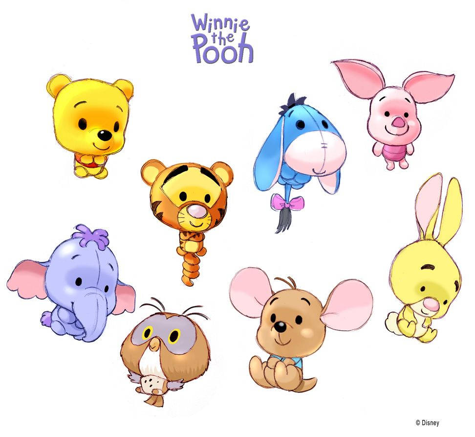 Chibi Winnie The Pooh Characters Wallpaper
