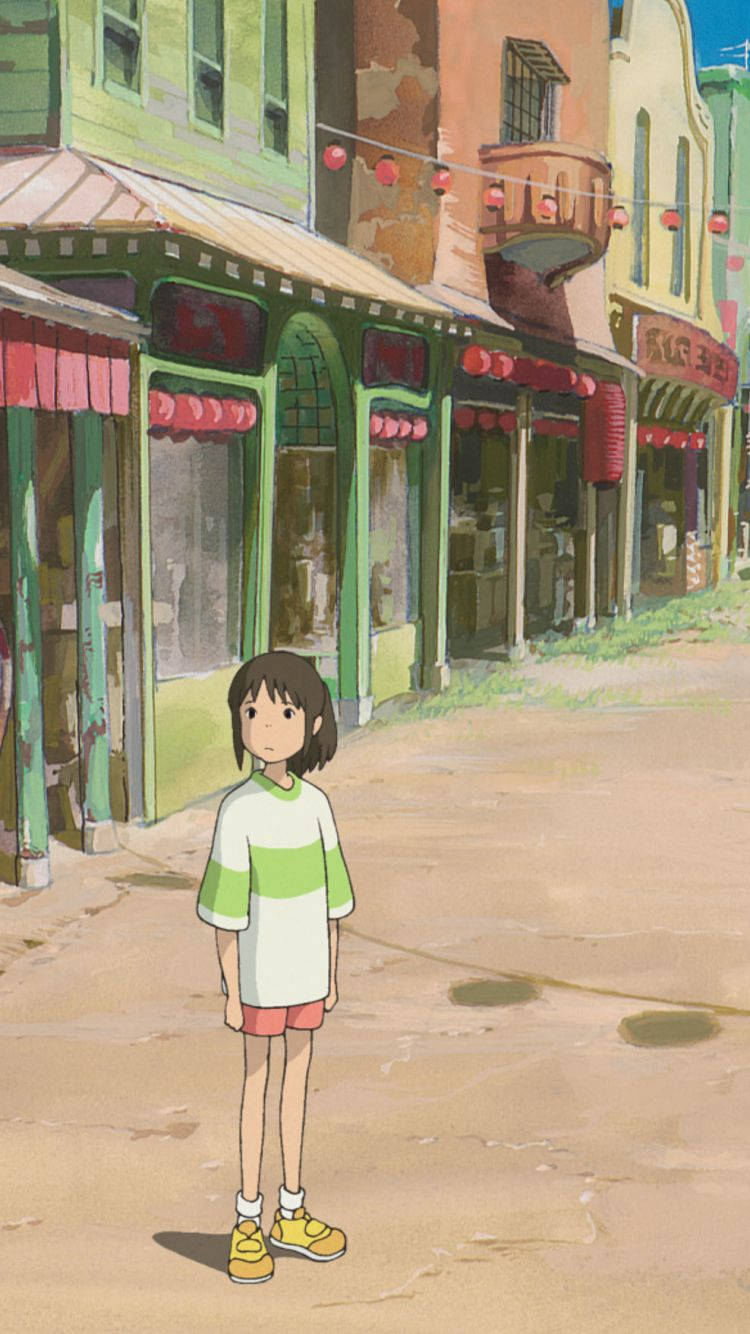 Chihiro In Empty Market Spirited Away Wallpaper