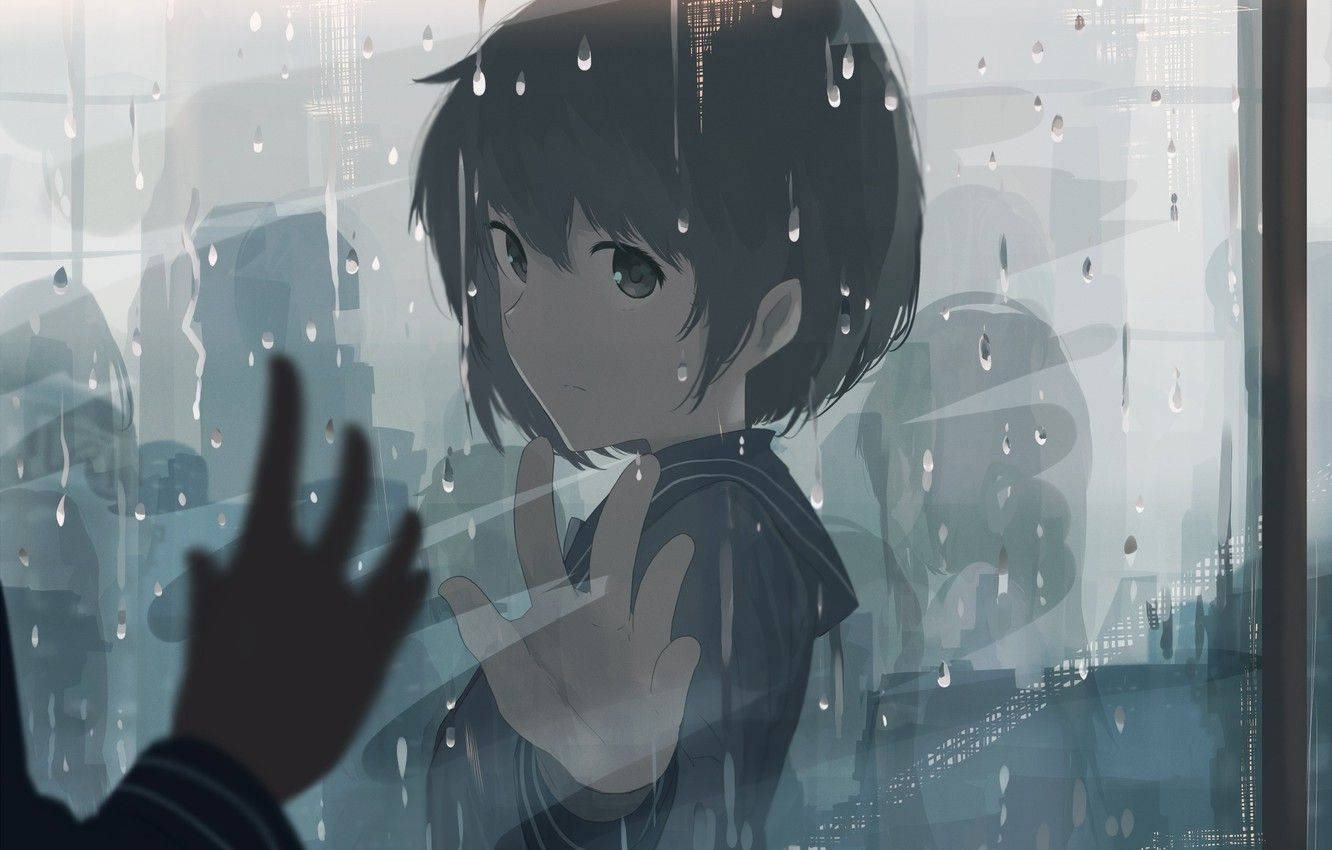 Chill Anime Girl Rain Reflection Wallpaper