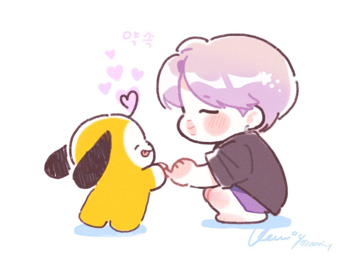 Chimmy Bt21 And Jimin Art Wallpaper