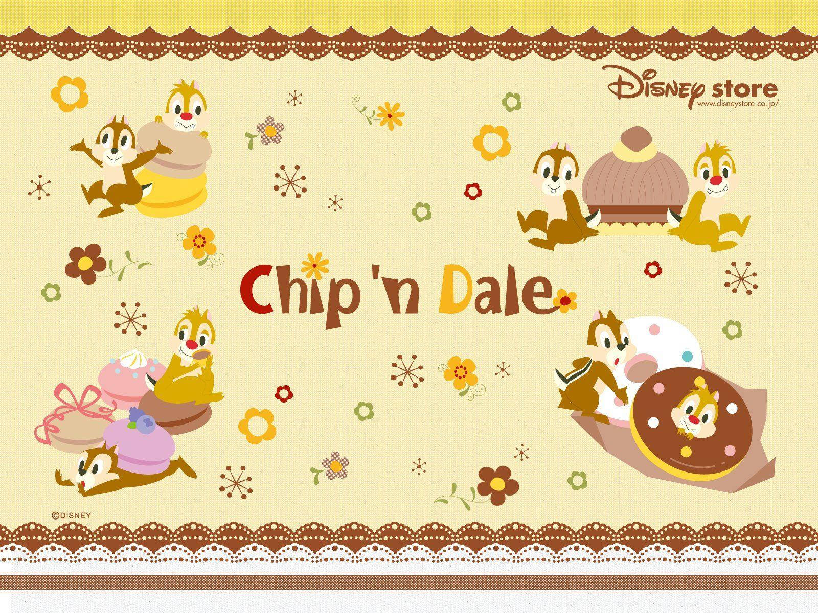 Chip N Dale In Flowery Scene Wallpaper