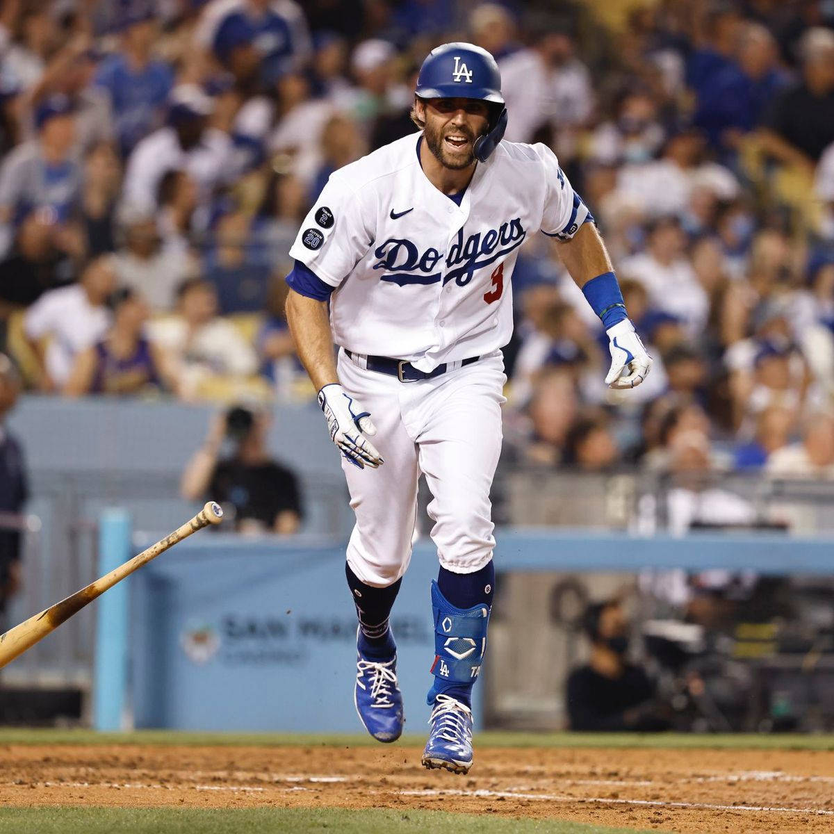 Chris Taylor Smiling After Throwing Bat Wallpaper