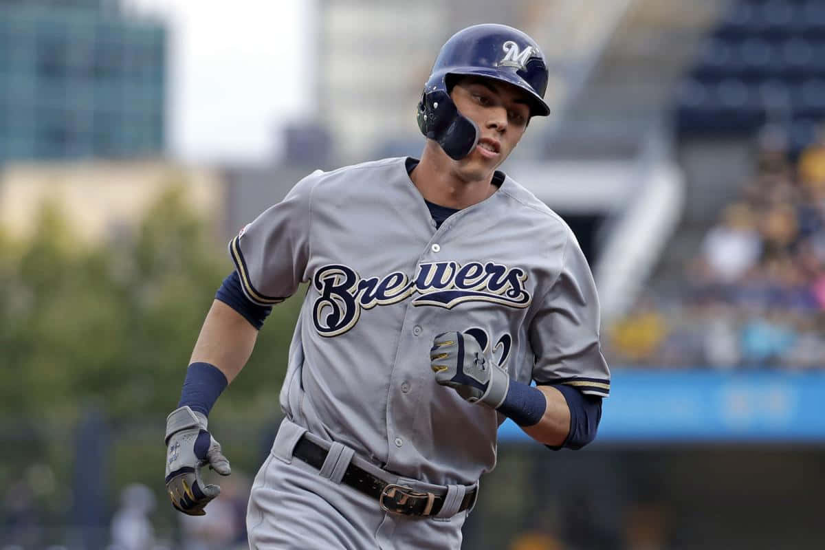 Christian Yelich Baseball Action Wallpaper