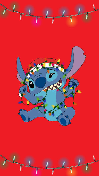 Christmas Lights Stitch Aesthetic Wallpaper