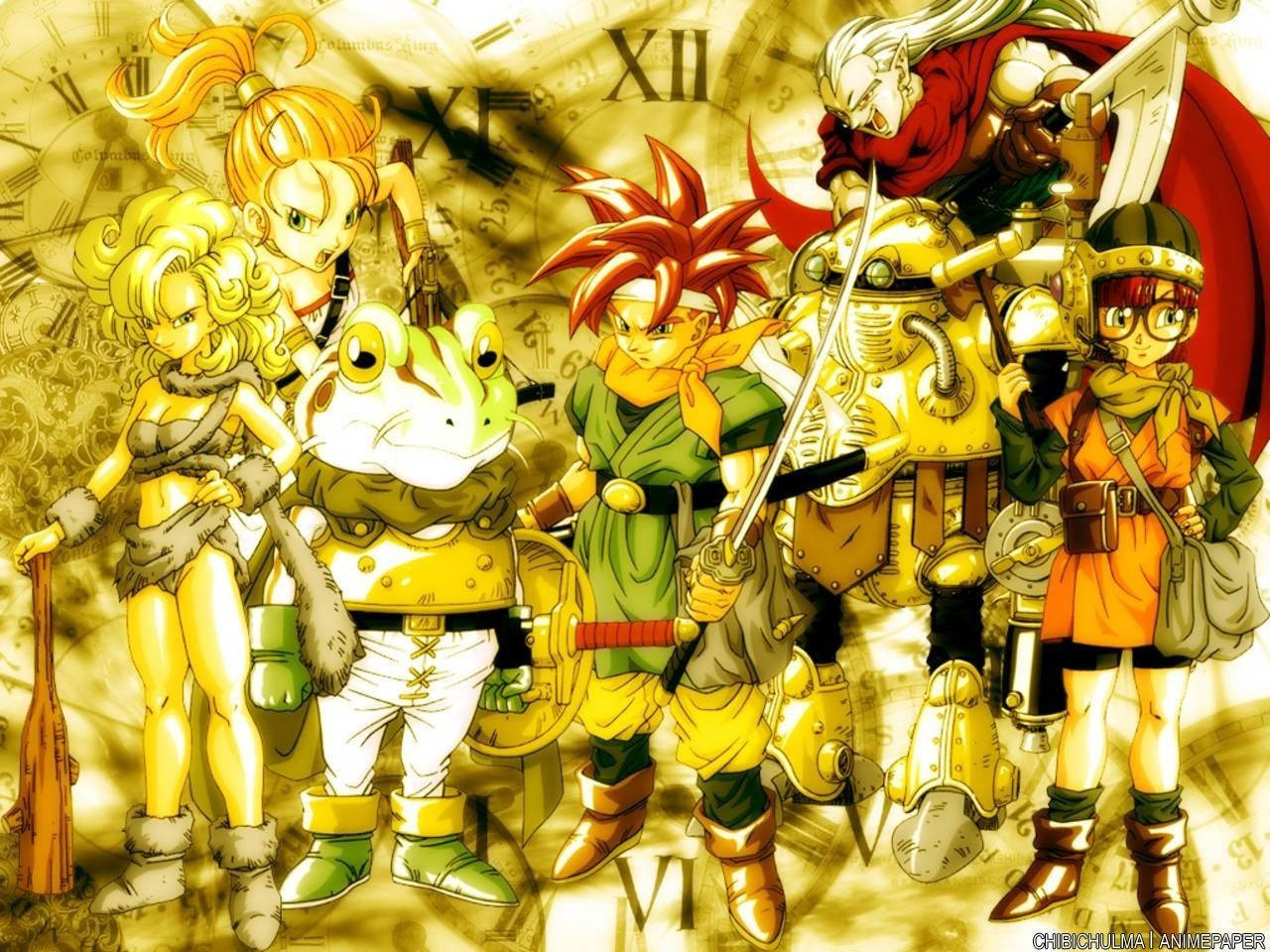 Chrono Trigger Characters Yellow Aesthetic Wallpaper