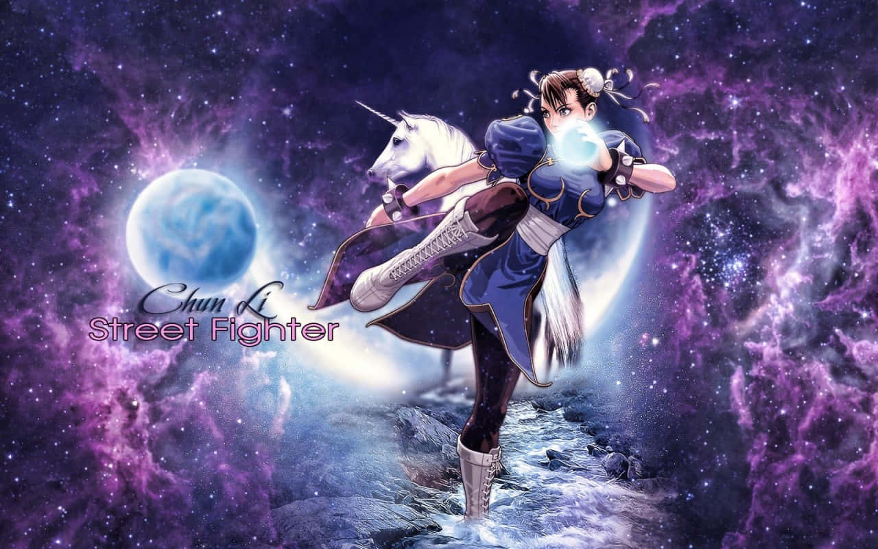 Chun Li Street Fighter Cosmic Backdrop Wallpaper