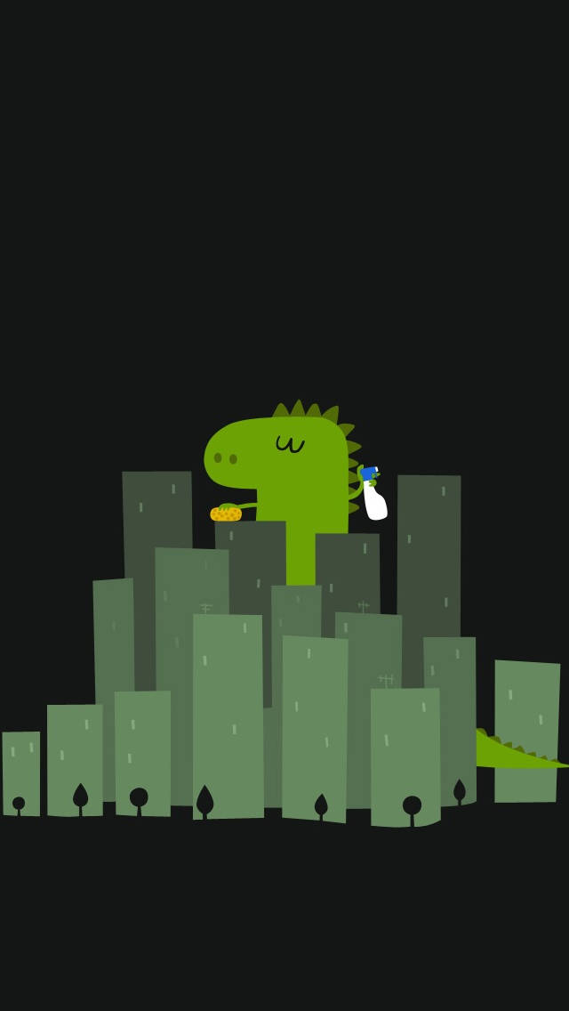 City Dino Kawaii Iphone Wallpaper