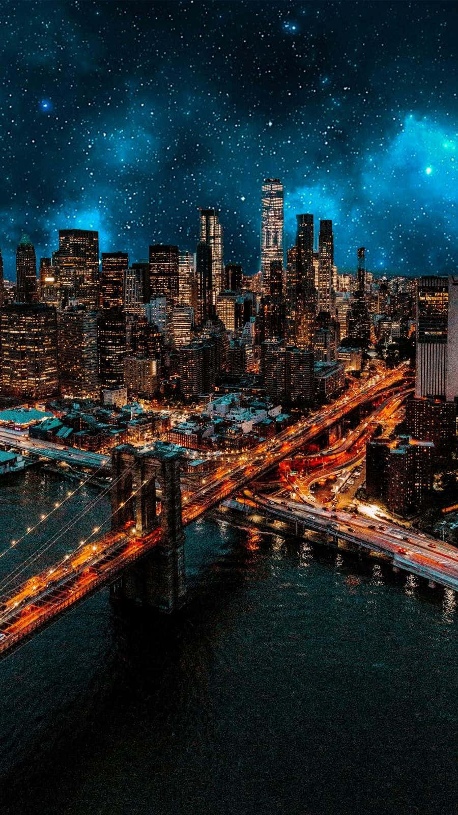 City During The Night As A Lit Iphone Wallpaper Wallpaper