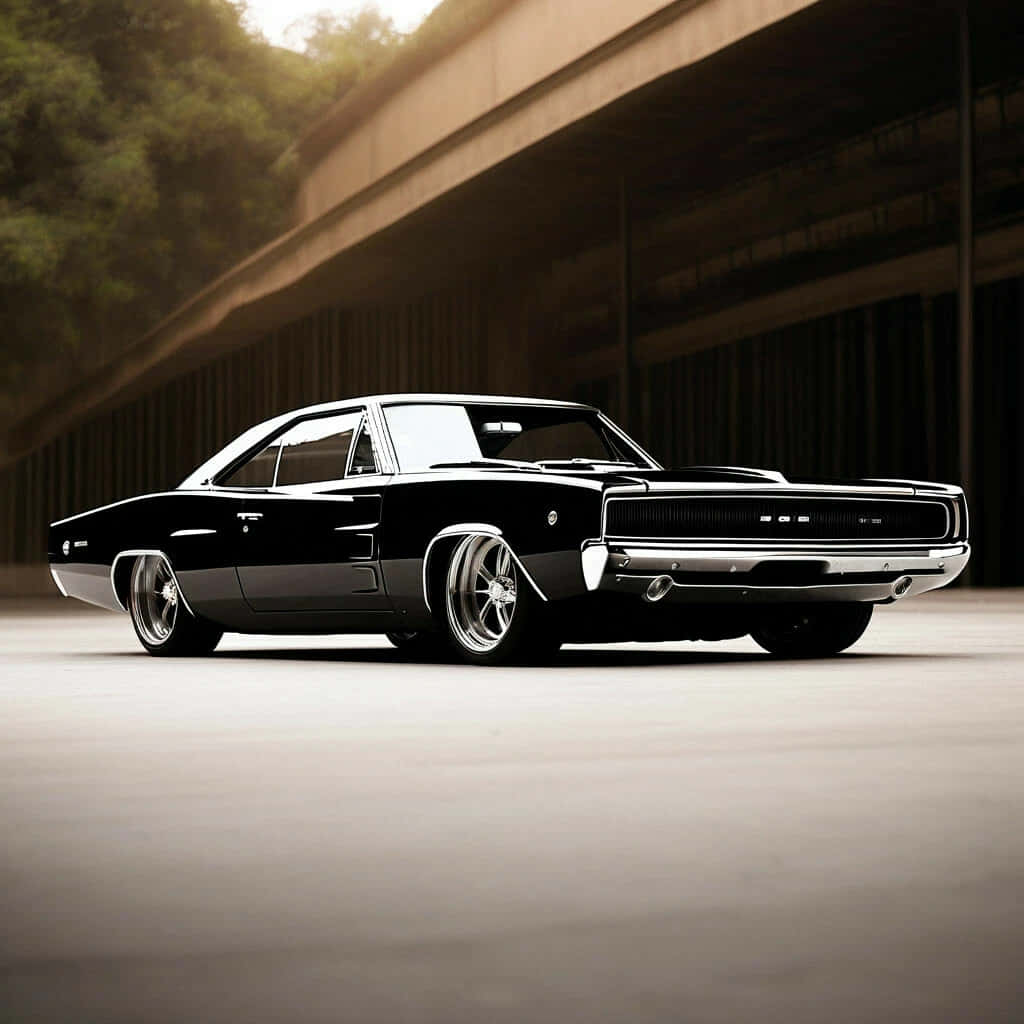 Classic Black Muscle Car Profile Wallpaper