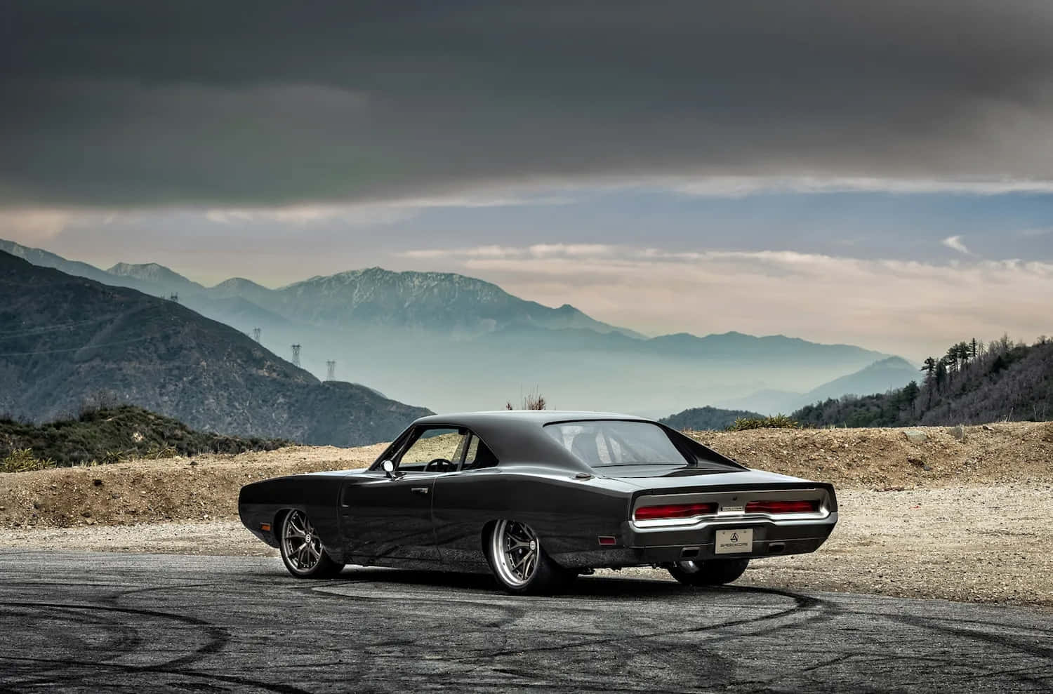 Classic Muscle Car Mountain Backdrop Wallpaper