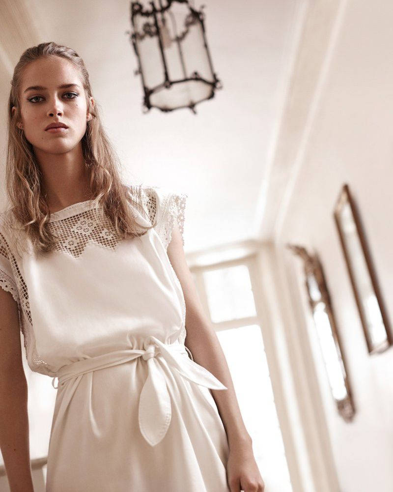 Claudie Pierlot White Silk Dress Wallpaper